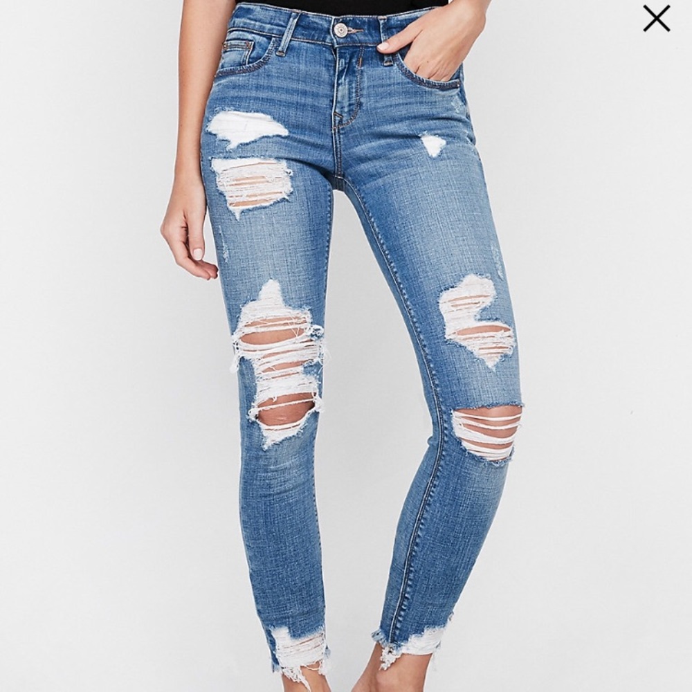 express mid rise ripped jeans